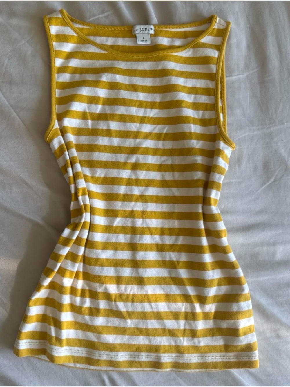 J. Crew Yellow and White Striped Knit Tank